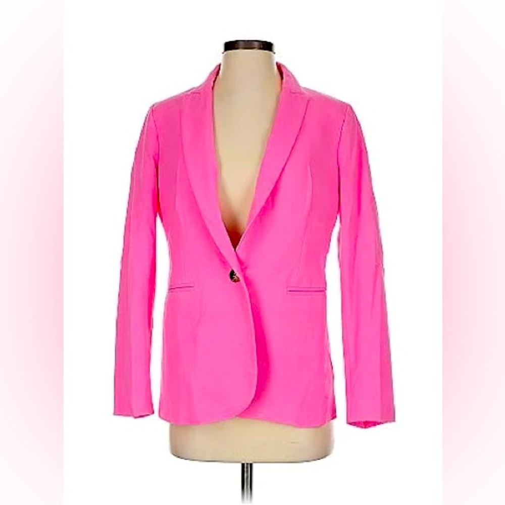 J. Crew begonia pink linen-cotton holland blazer